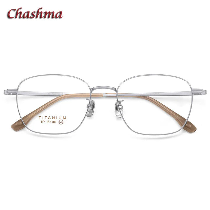 Chashma Ochki Unisex Full Rim Square Titanium Eyeglasses 6106 Full Rim Chashma Ochki C3-Silver  