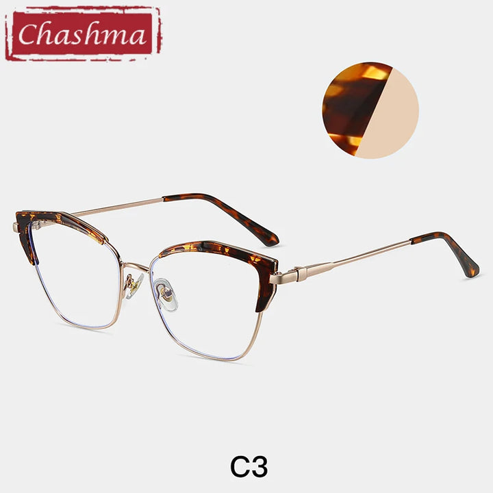 Chashma Women's Full Rim Square Cat Eye Tr 90 Alloy Eyeglasses 87325 Full Rim Chashma C3  