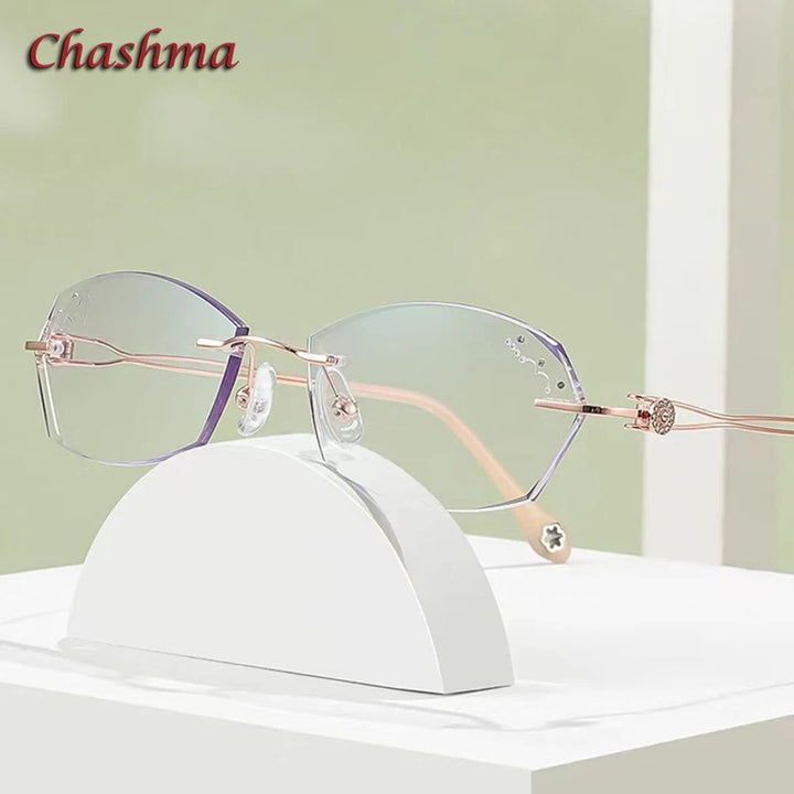 Chashma Ochki Women's Rimless Oval Square Titanium Eyeglasses 52009 Rimless Chashma Ochki   