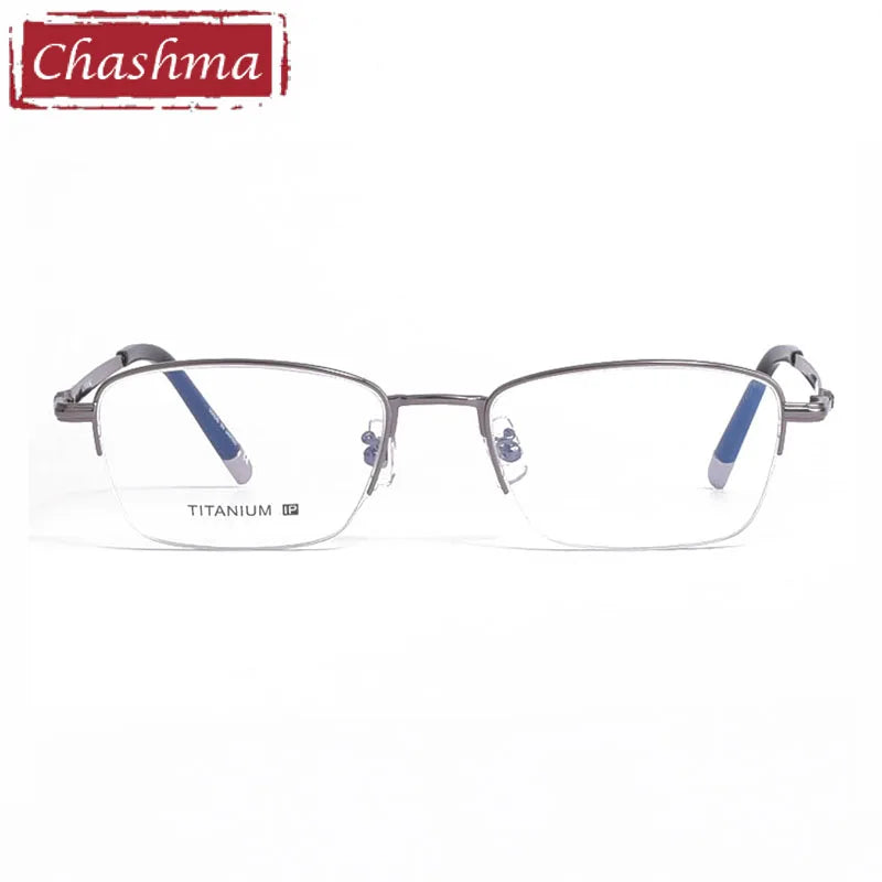 Chashma Unisex Semi Rim Square Oval Titanium Eyeglasses 0133 Semi Rim Chashma Gray  