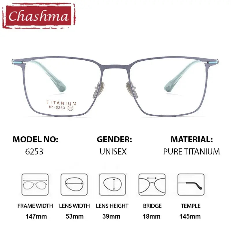 Chashma Ottica Men's Full Rim Square Titanium Eyeglasses 776253 FuzWeb