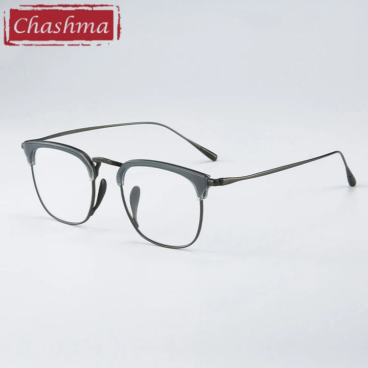 Chashma Ochki Men's Full Rim Square Titanium Acetate Eyeglasses 881902
