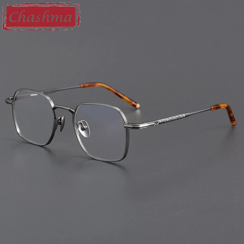 Chashma Ottica Unisex Full Rim Polygon Square Titanium Eyeglasses 14221 Full Rim Chashma Ottica Gun