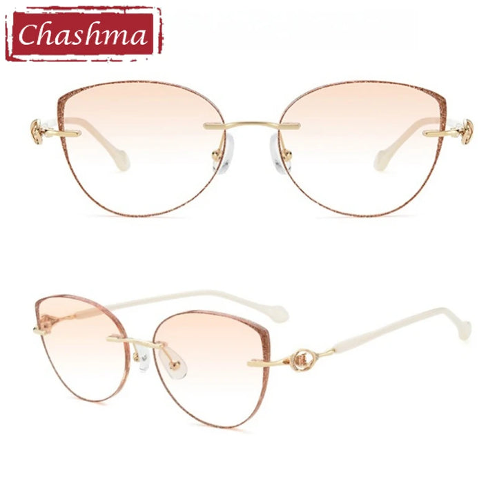 Chashma Women's Rimless Round Cat Eye Titanium Eyeglasses 652058