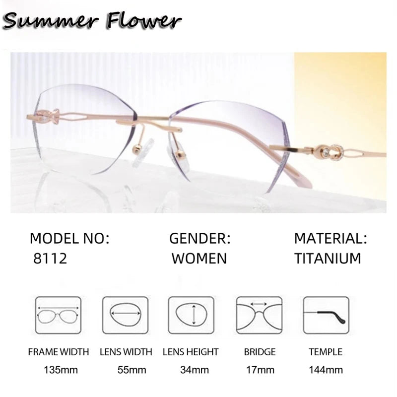 Summer Flower 8718 Women's Round Rimless Eyeglasses — view 2