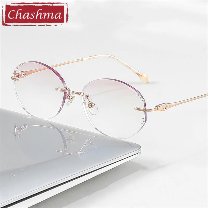 Chashma Ochki Women's Rimless Oval Titanium Eyeglasses 35517