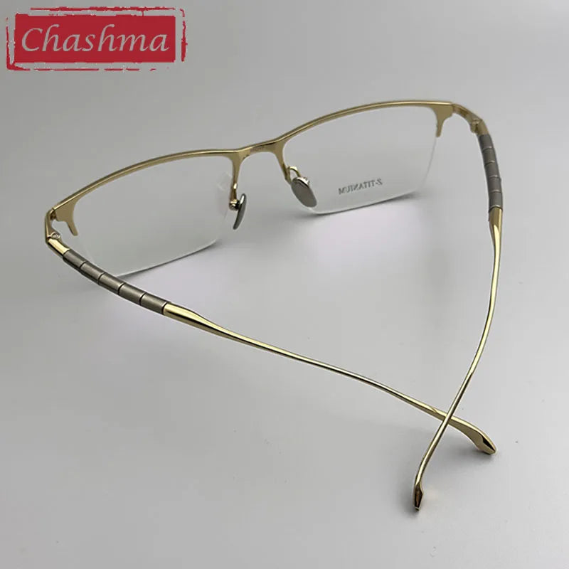 Chashma Unisex Semi Rim Square Brow Line Titanium Eyeglasses 27061 Semi Rim Chashma   