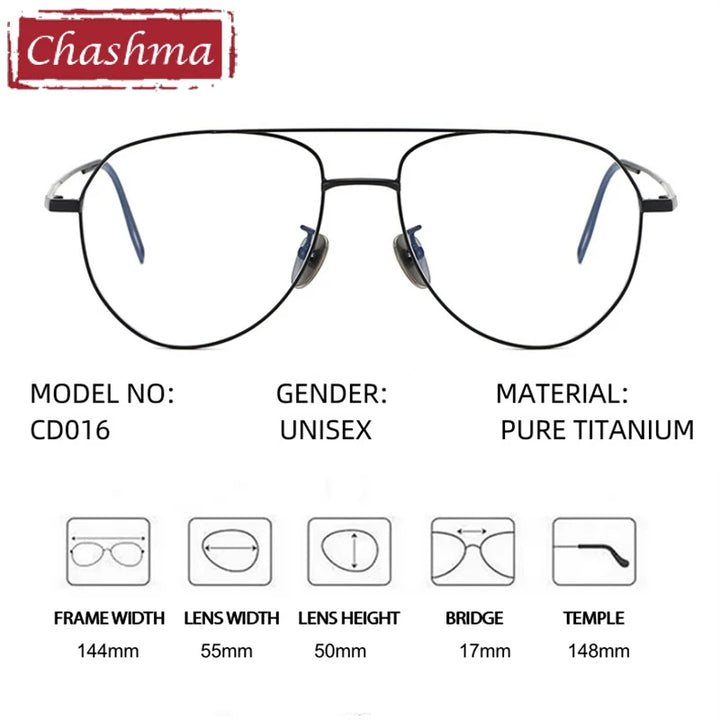 Chashma Ochki Unisex Full Rim Oval Double Bridge Titanium-Alloy Eyeglasses 881016