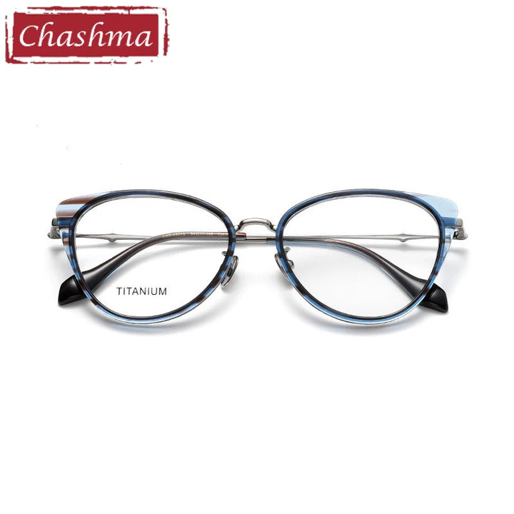 Chashma Ottica Women's Full Rim Cat Eye Acetate Titanium Eyeglasses 36660