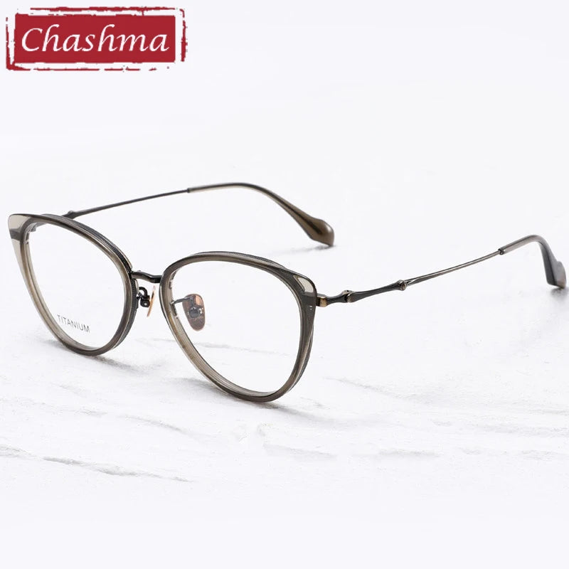 Chashma Ottica Women's Full Rim Cat Eye Acetate Titanium Eyeglasses 36660