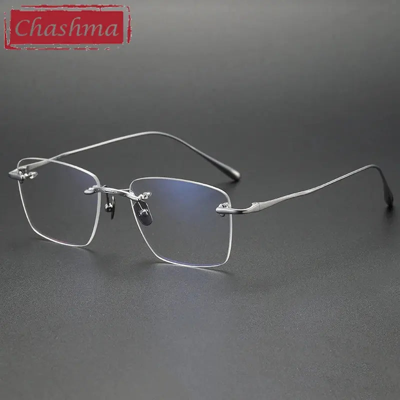 Chashma Ottica Men's Rimless Polygon Square Titanium Eyeglasses 480954.