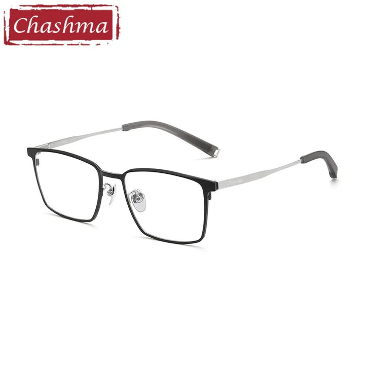 Chashma Unisex Full Rim Square Titanium Eyeglasses 9861 Full Rim Chashma Black-Silver  