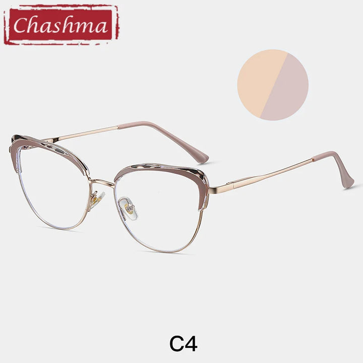 Chashma Women's Full Rim Cat Eye TR 90 Titanium Eyeglasses 87269 Full Rim Chashma Pink-Gold  