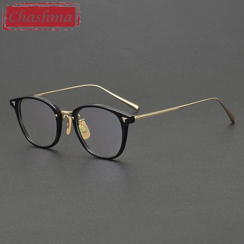 Chashma Ochki Unisex Full Rim Square Acetate Titanium Eyeglasses 936548