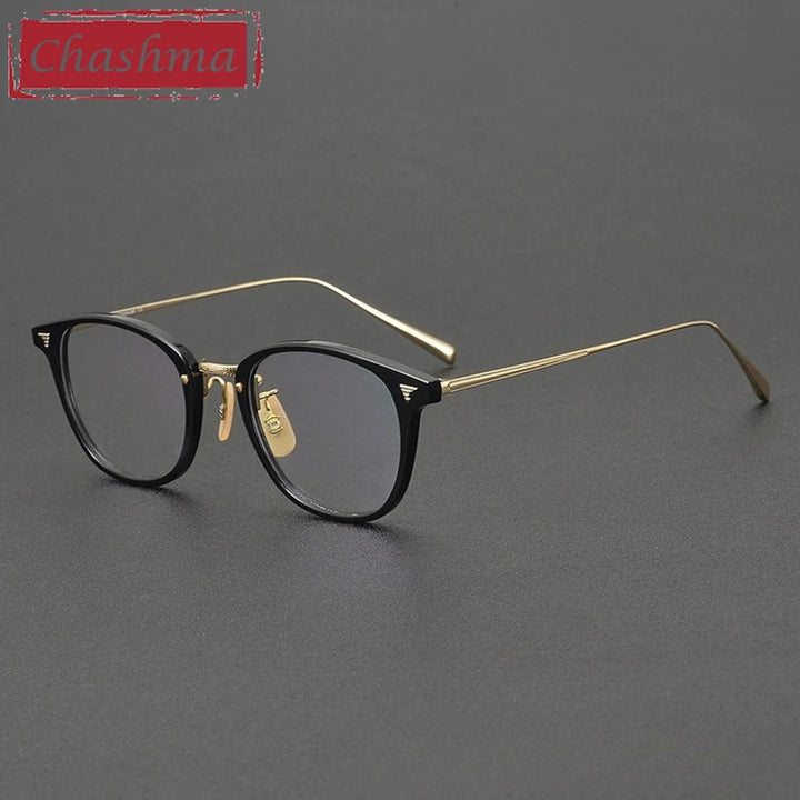 Chashma Ochki Unisex Full Rim Square Acetate Titanium Eyeglasses 936548