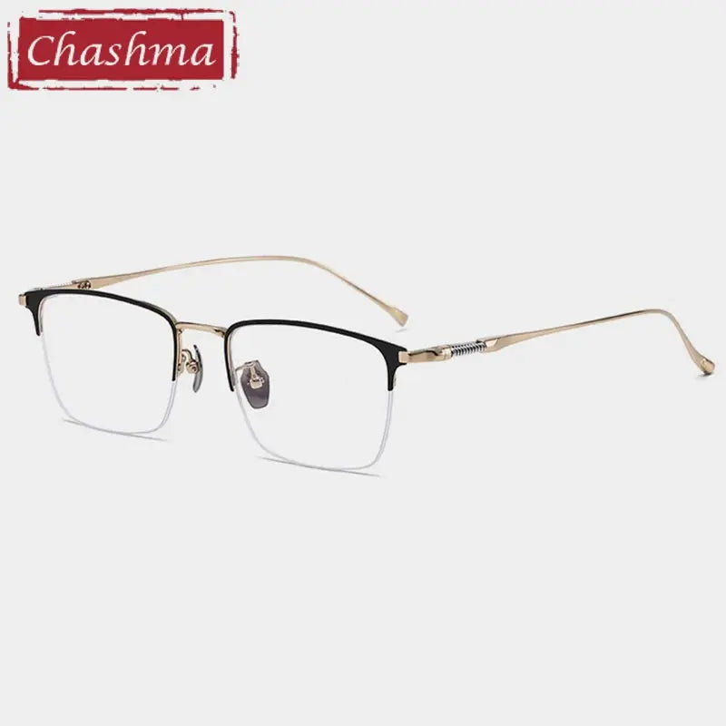 Chashma Ochki Men's Semi Rim Big Square Titanium Eyeglasses 969011.