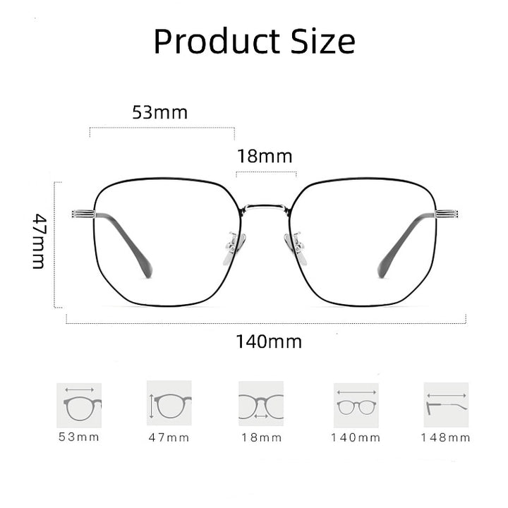 Yimaruili Unisex Full Rim Polygonal Titanium Alloy Eyeglasses n80006 Full Rim Yimaruili Eyeglasses   