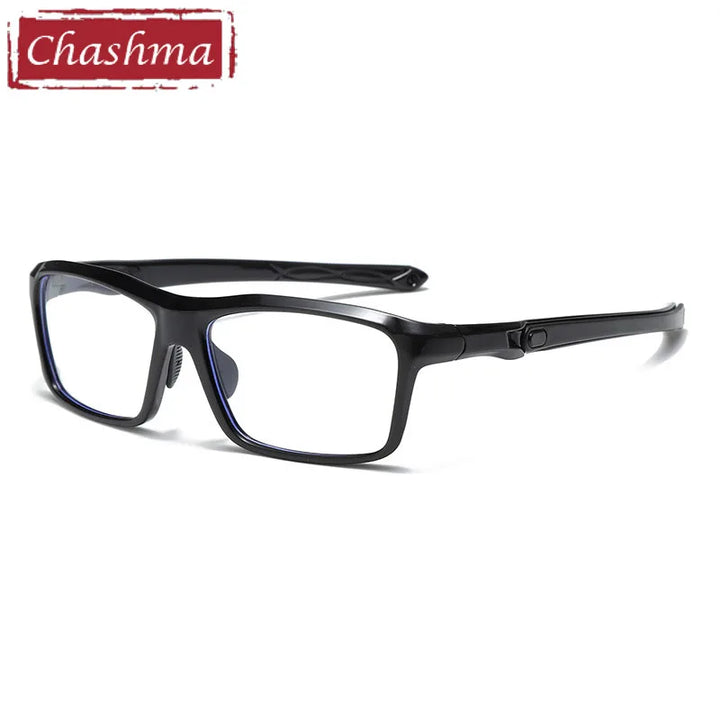 Chashma Unisex Full Rim Square Tr 90 Titanium Sport Eyeglasses 81282 Full Rim Chashma Bright Black  