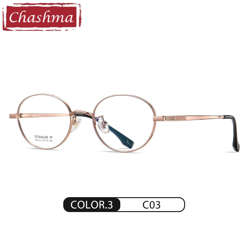 Chashma Women's Full Rim Round Titanium Eyeglasses 31101 Full Rim Chashma Bright Rose Gold  