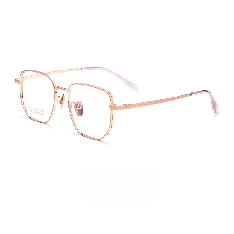 Yimaruili Unisex Full Rim Small Square Titanium Eyeglasses K5088 Full Rim Yimaruili Eyeglasses Rose Gold  
