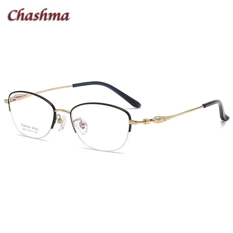 Chashma Ochki Women's Semi Rim Small Oval Square Titanium Eyeglasses 8240 Semi Rim Chashma Ochki   