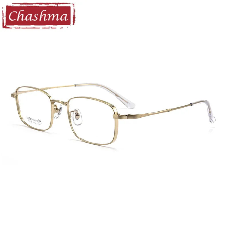 Chashma Unisex Full Rim Square Titanium Eyeglasses 15339 Full Rim Chashma Gold  