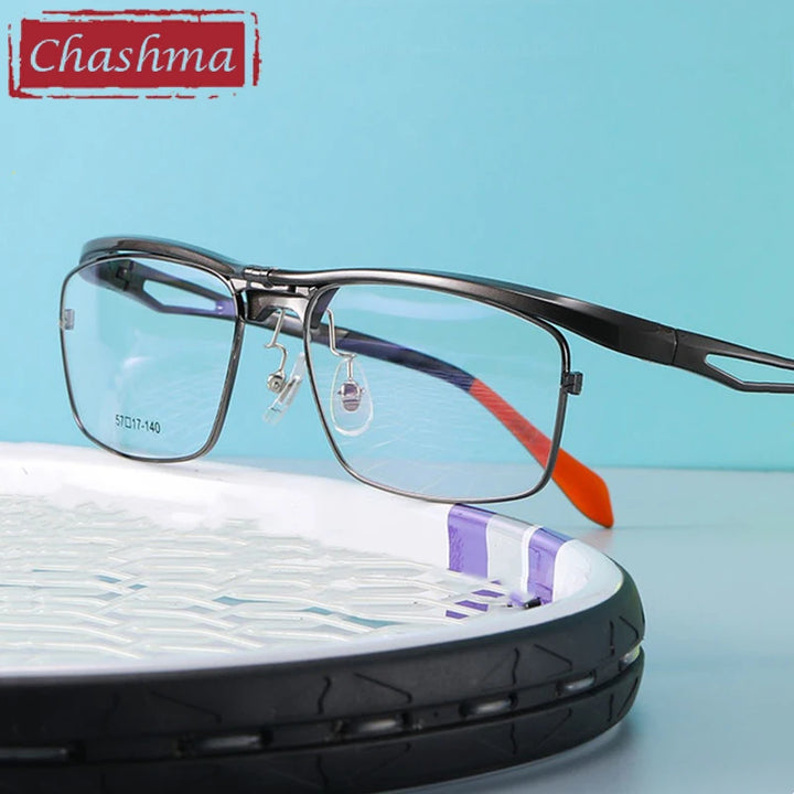 Chashma Ottica Unisex Full Rim Square Titanium Flip Up Eyeglasses 72969