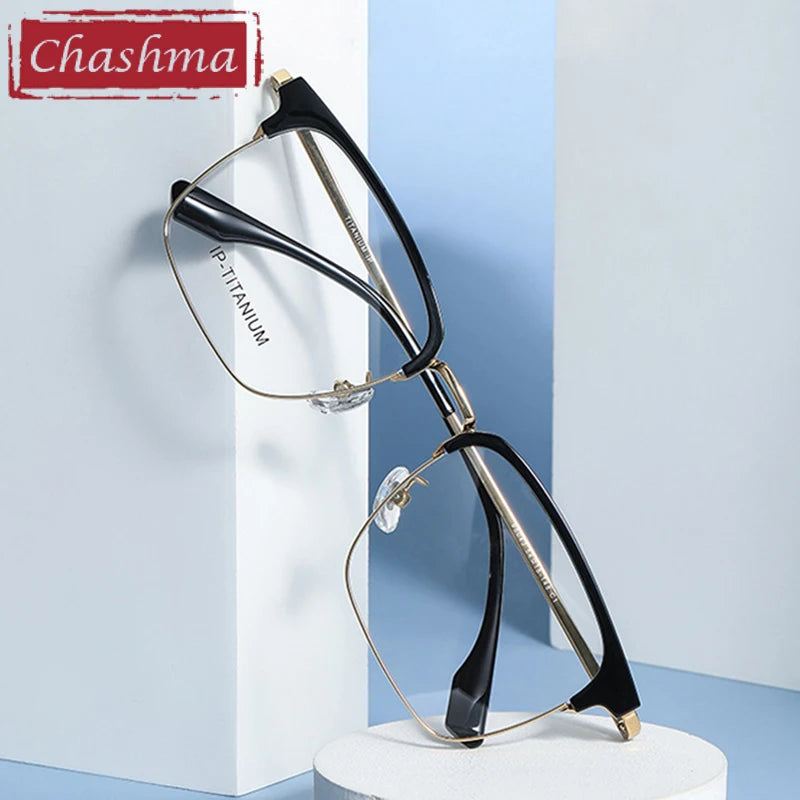 Chashma Men's Full Rim Square Titanium Eyeglasses 98601 Full Rim Chashma   