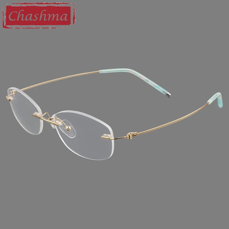 Chashma Women's Rimless Small Oval Square Titanium Eyeglasses 678587