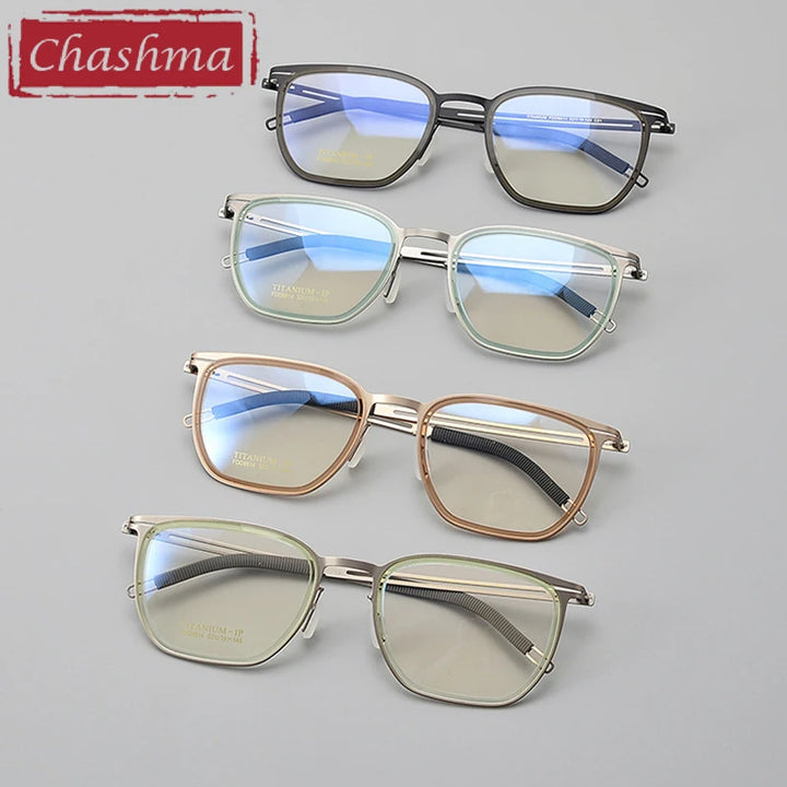 Chashma Unisex Full Rim Square Acetate Titanium Eyeglasses 8814 Full Rim Chashma   