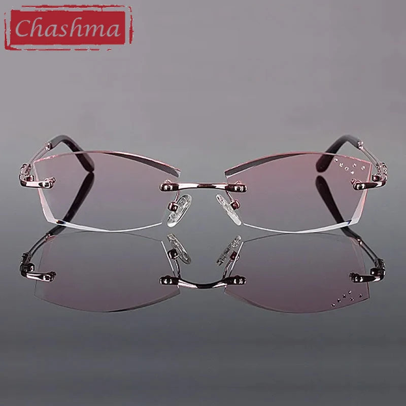 Chashma Women's Rimless Square Cat Eye Titanium Eyeglasses 771005