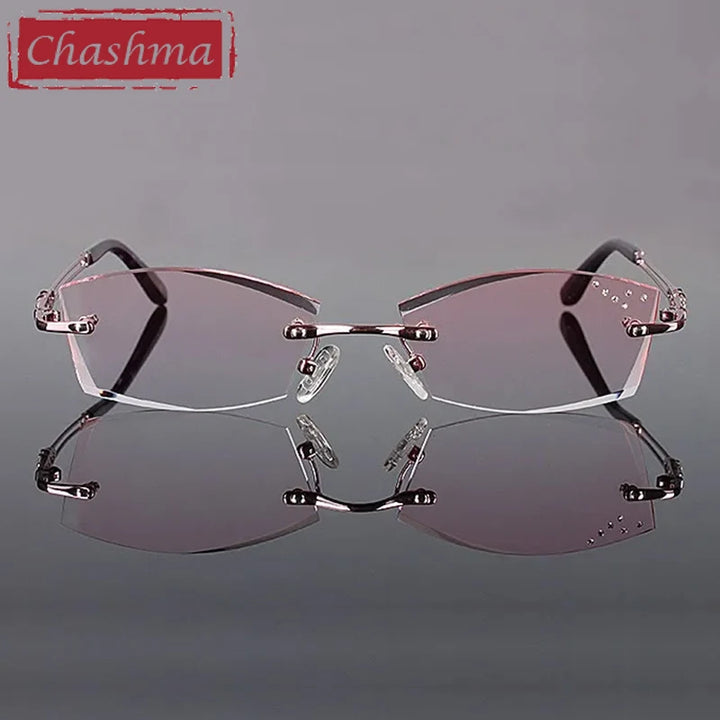 Chashma Women's Rimless Square Cat Eye Titanium Eyeglasses 771005