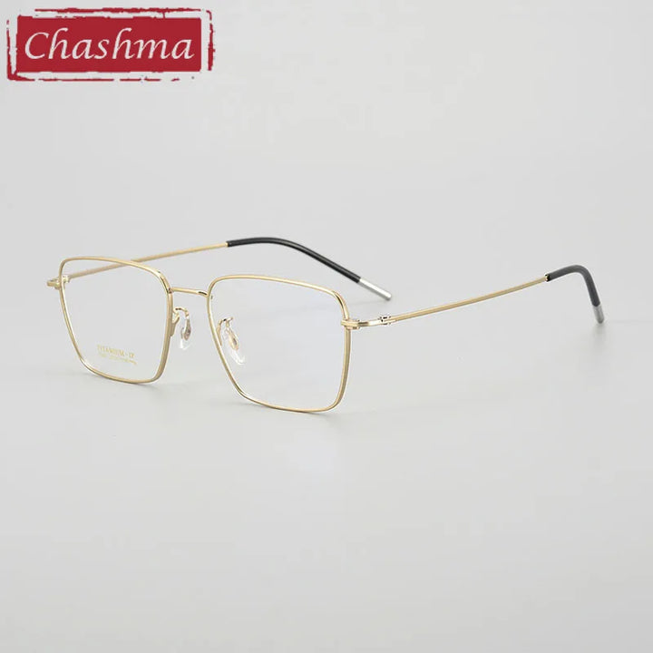 Chashma Ottica Unisex Full Rim Square Titanium Eyeglasses 7003 Full Rim Chashma Ottica Gold  