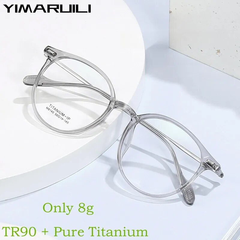 Yimaruili Men's Full Rim Round Tr 90 Titanium Eyeglasses M8140 Full Rim Yimaruili Eyeglasses   