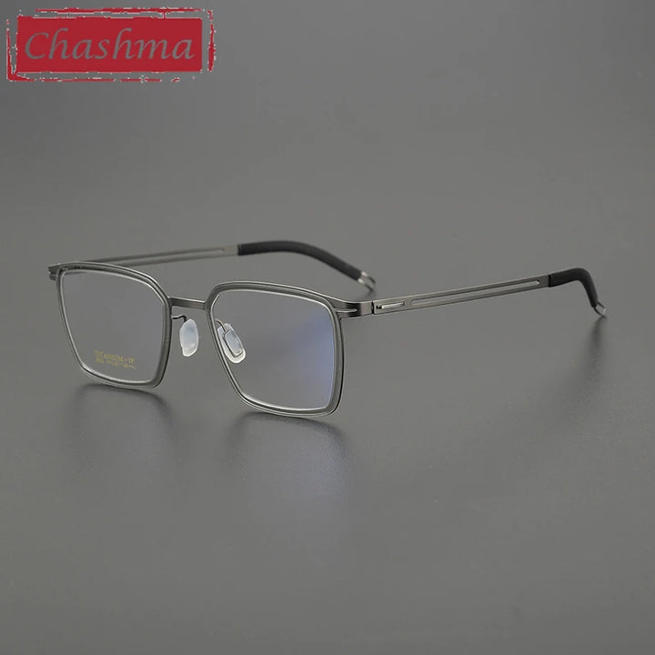 Chashma Unisex Full Rim Square Acetate Titanium Eyeglasses 9922 Full Rim Chashma Trans Gray-Gun  