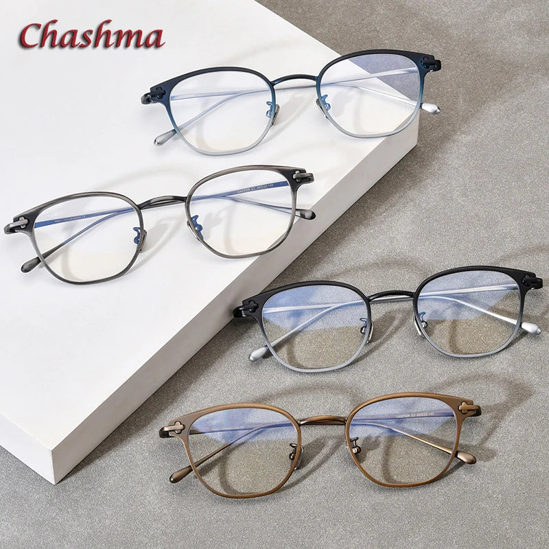 Chashma Ochki Unisex Full Rim Round Titanium Eyeglasses 4822 Full Rim Chashma Ochki   