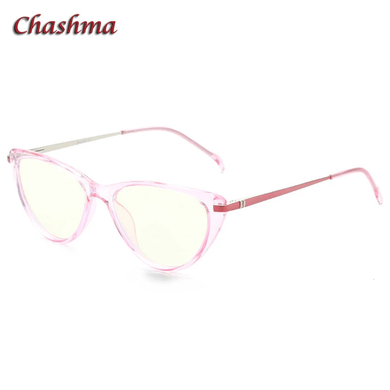 Chashma Ochki Women's Full Rim Cat Eye Tr 90 Stainless Steel Eyeglasses 72003 Full Rim Chashma Ochki Trans Pink-C5  