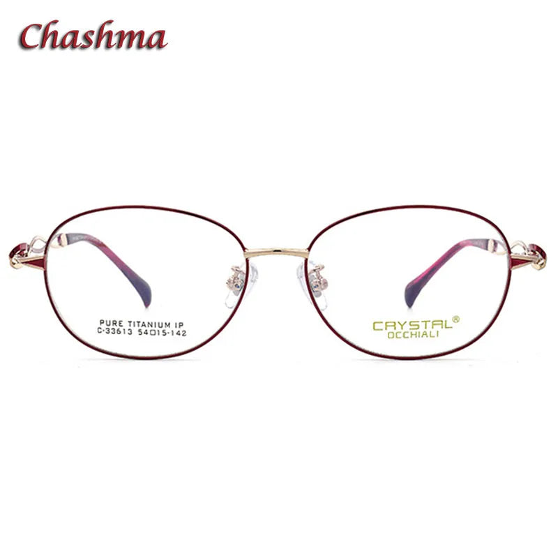 Chashma Ochki Women's Full Rim Oval Titanium Eyeglasses 33613 Full Rim Chashma Ochki   