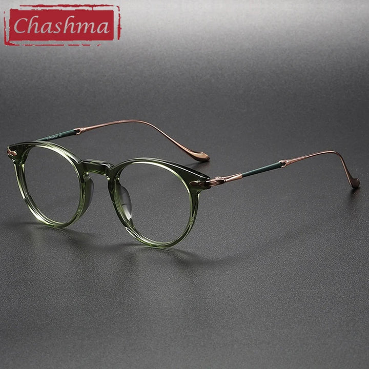 Chashma Ochki Women's Full Rim Round Acetate Titanium Eyeglasses 932056