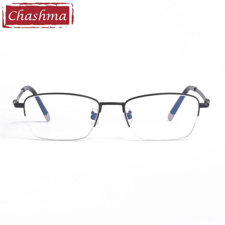 Chashma Unisex Semi Rim Square Oval Titanium Eyeglasses 0133 Semi Rim Chashma Black  