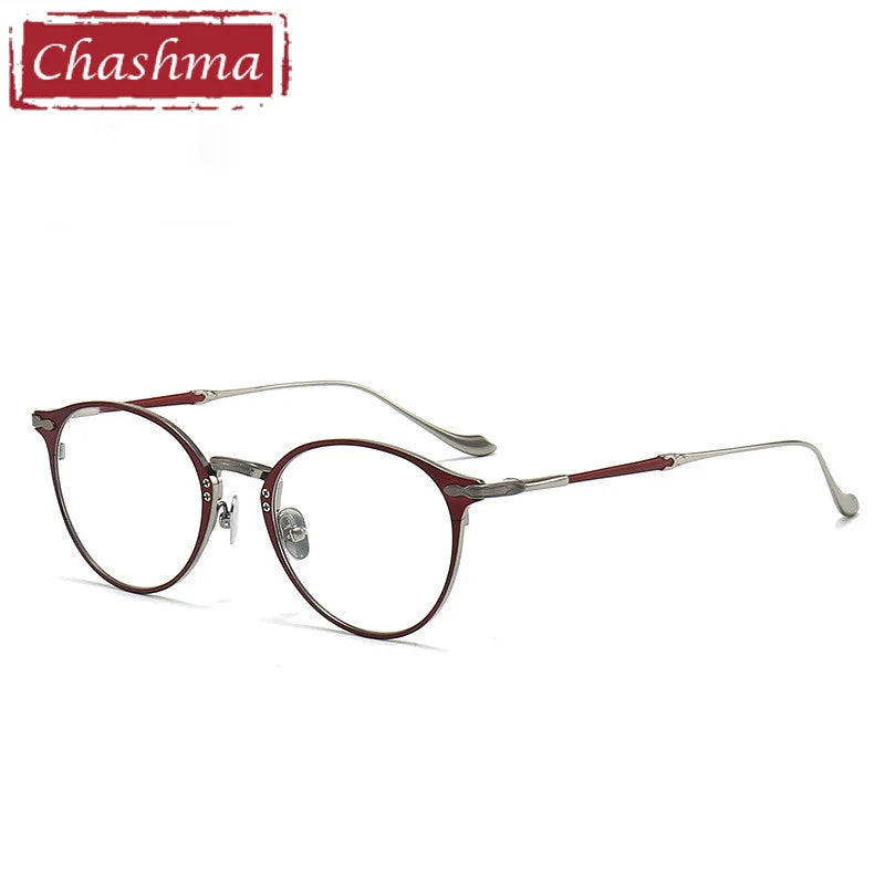 Chashma Women's Full Rim Round Acetate Titanium Eyeglasses 873112