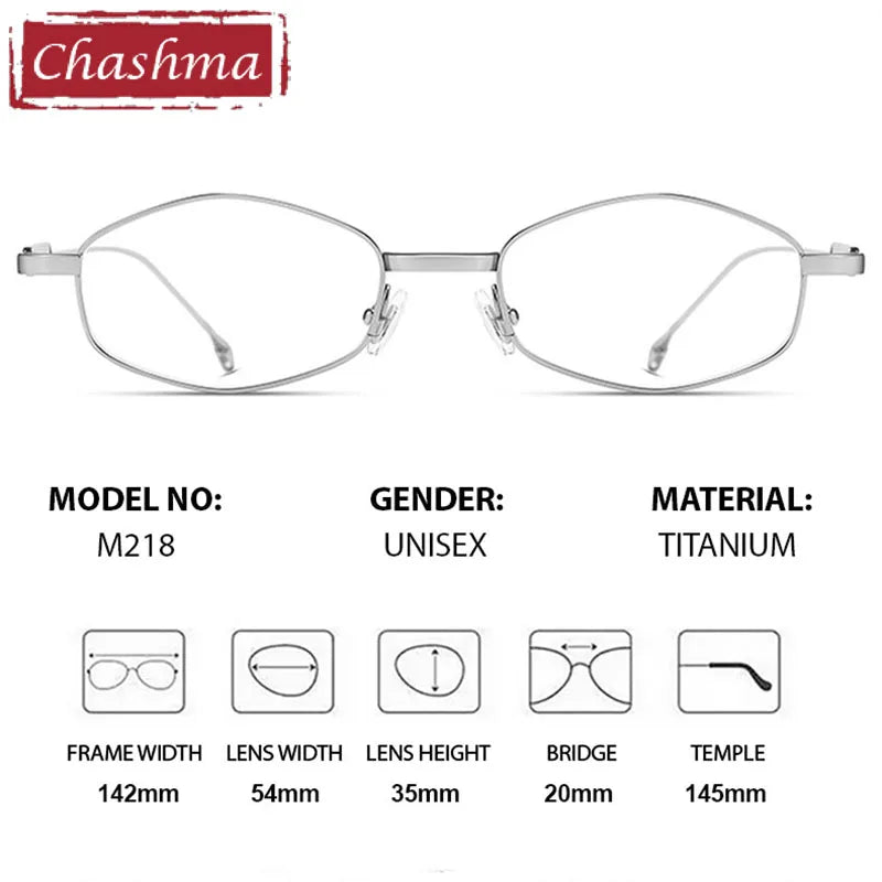 Chashma Unisex Full Rim Oval Square Titanium Eyeglasses 778218