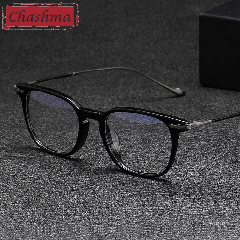 Chashma Unisex Full Rim Square Acetate Titanium Eyeglasses 685888