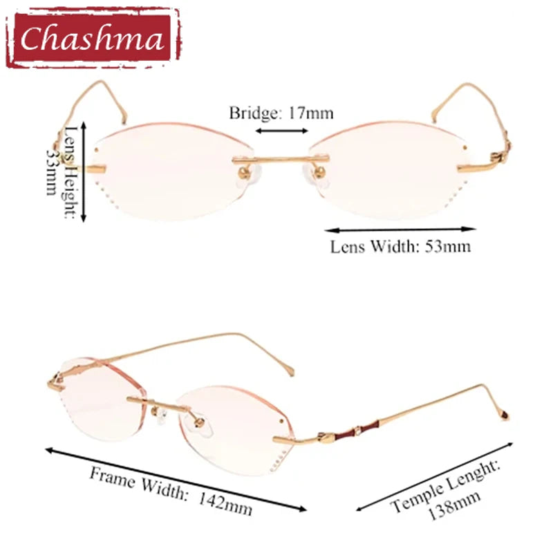 Chashma Women's Rimless Oval Rectangle Titanium Eyeglasses 289913