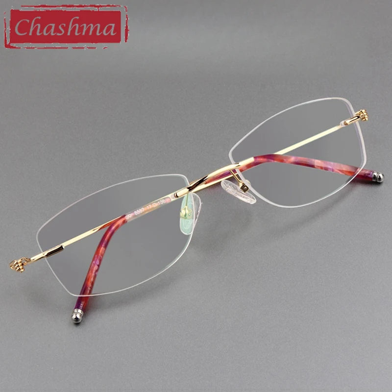 Chashma Women's Rimless Small Oval Square Titanium Eyeglasses 678587