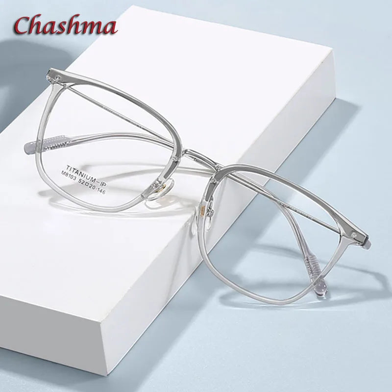 Chashma Ochki Women's Full Rim Square Tr 90 Titanium Eyeglasses 8103 Full Rim Chashma Ochki   