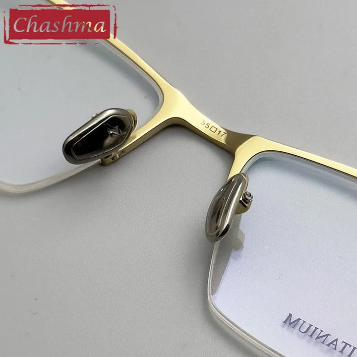 Chashma Unisex Semi Rim Square Brow Line Titanium Eyeglasses 27061 Semi Rim Chashma   