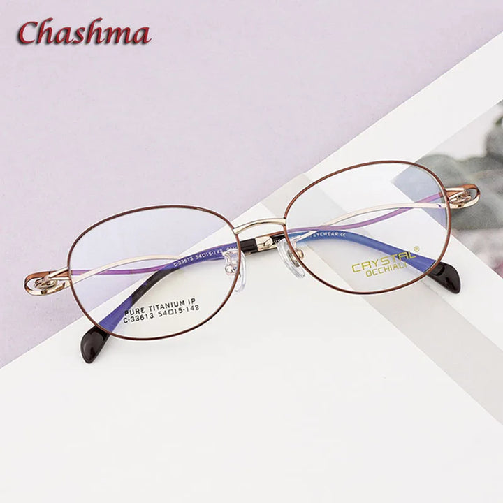 Chashma Ochki Women's Full Rim Oval Titanium Eyeglasses 33613 Full Rim Chashma Ochki   