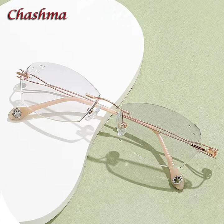 Chashma Ochki Women's Rimless Oval Square Titanium Eyeglasses 52009 Rimless Chashma Ochki   