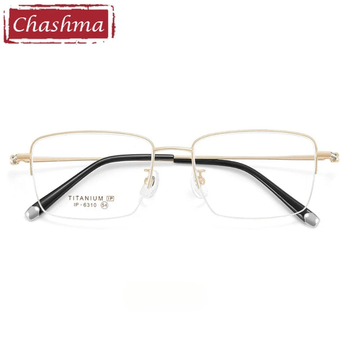 Chashma Ochki Unisex Semi Rim Polygon Square Titanium Eyeglasses 966310